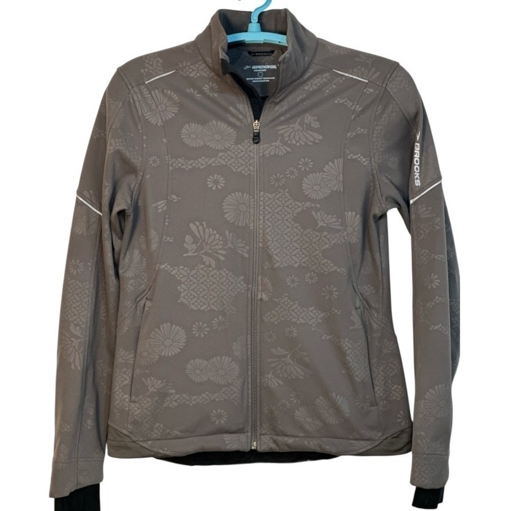 Brooks Winter Running Jacket Womens Gray Shelter Tech Full Zip Reflective  L